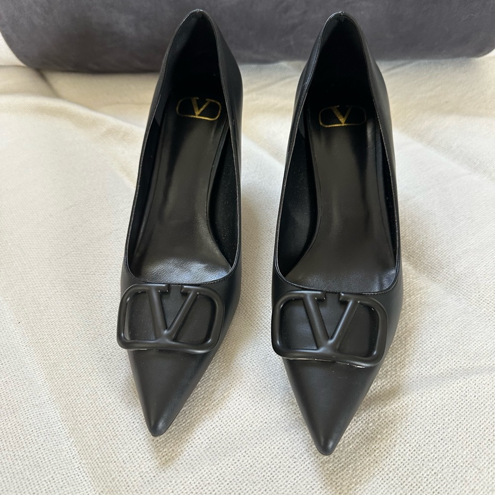 Valentino Black Heels with Iconic Logo